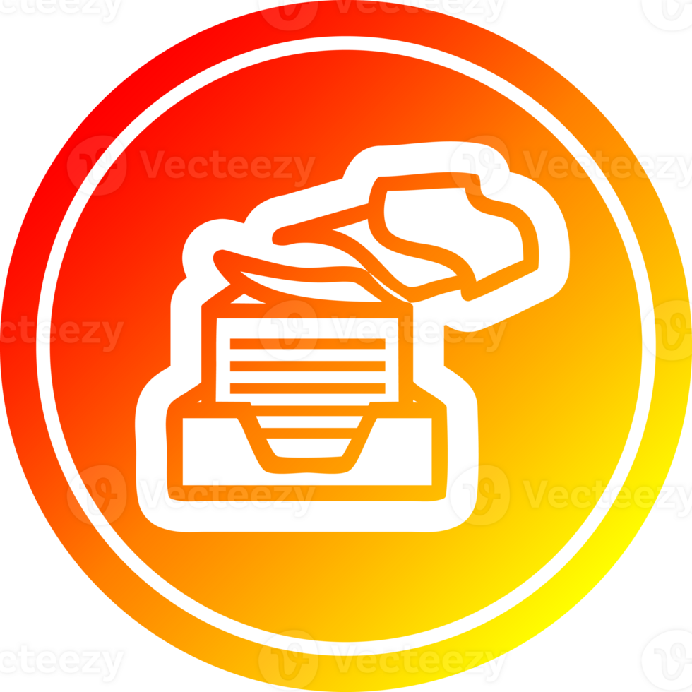 office paper stack circular in hot gradient spectrum png