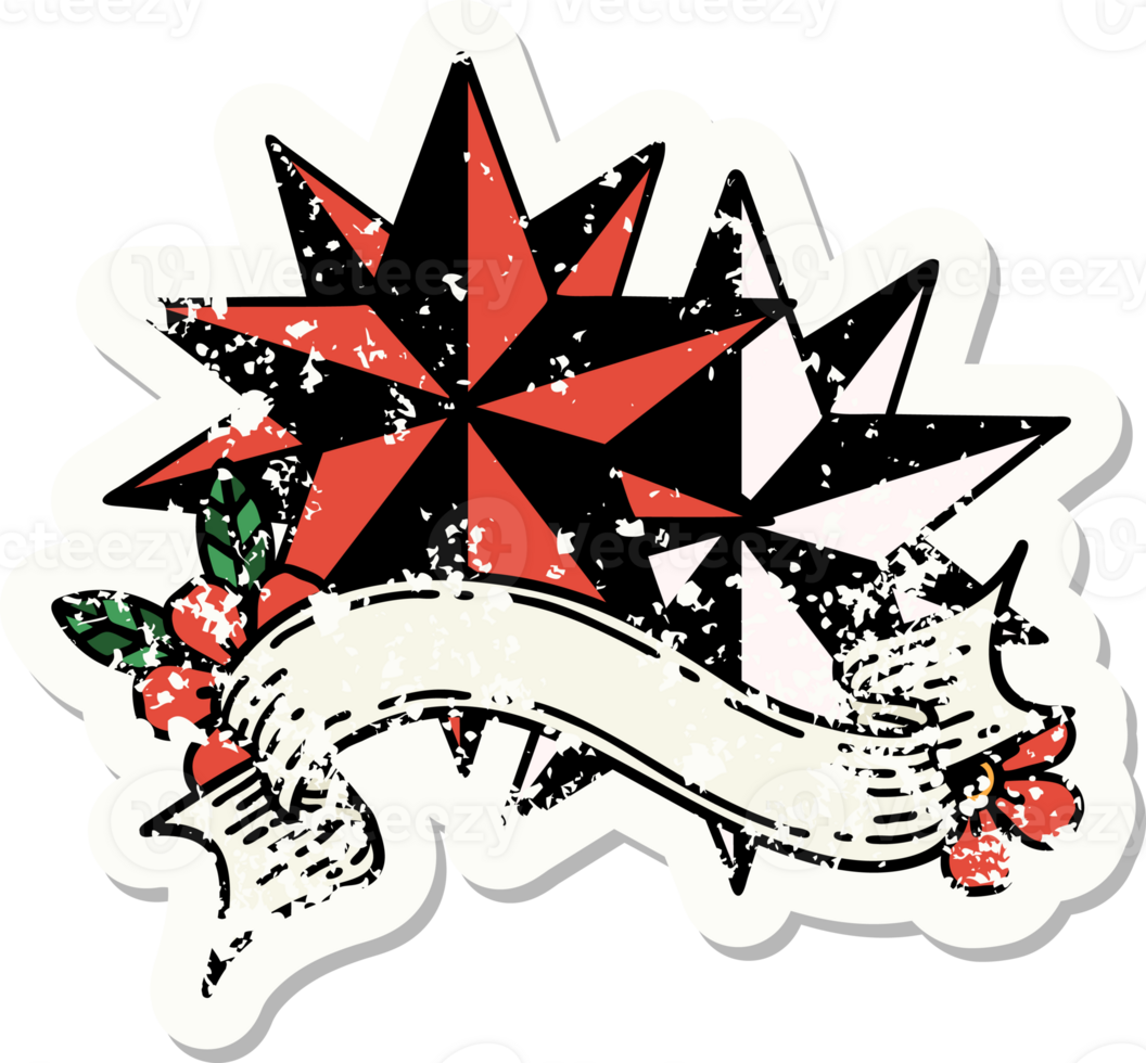 grunge sticker with banner of stars png