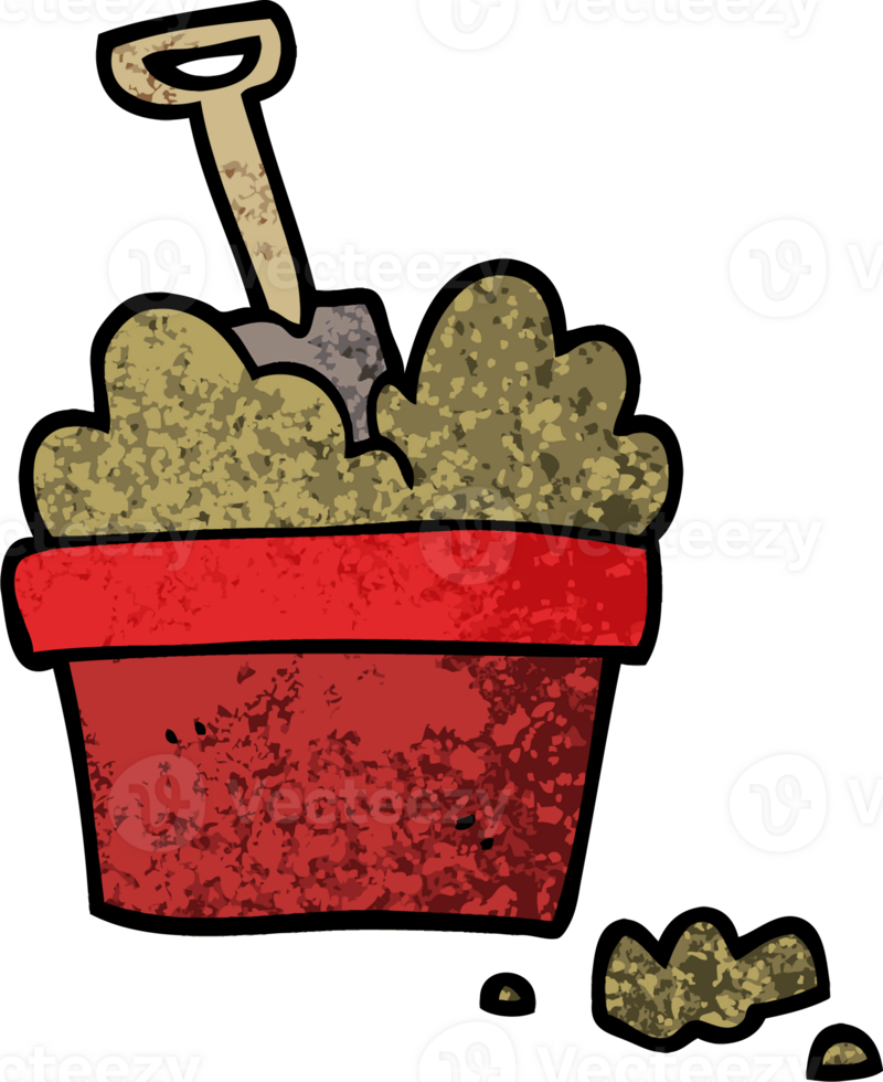 grunge textured illustration cartoon gardening pot png