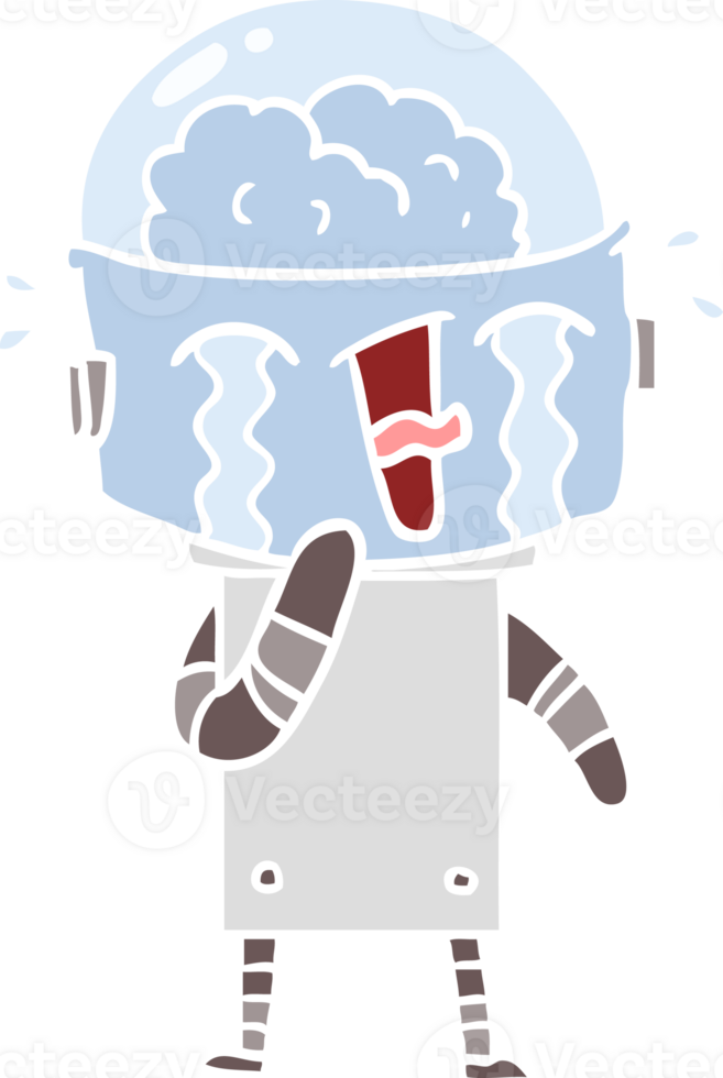 flat color style cartoon crying robot png