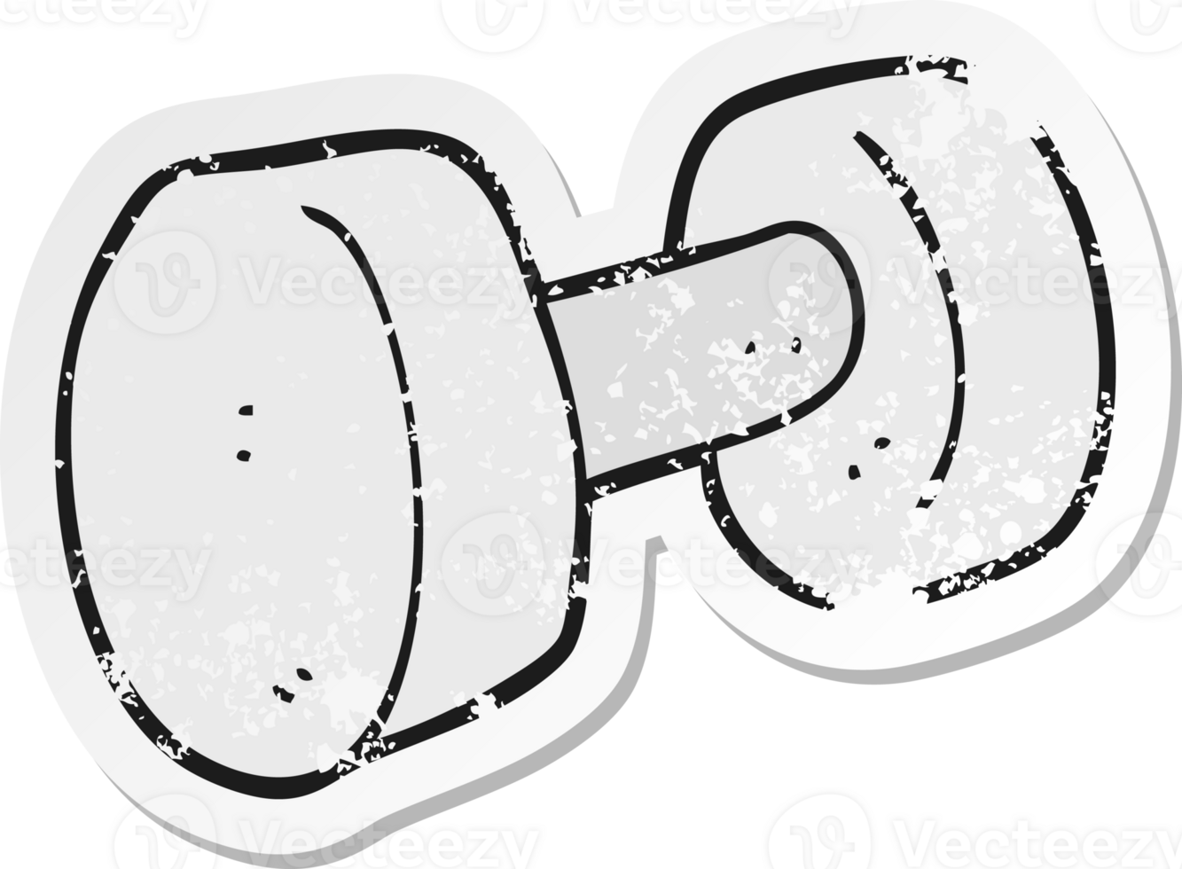 retro distressed sticker of a cartoon dumbbell png