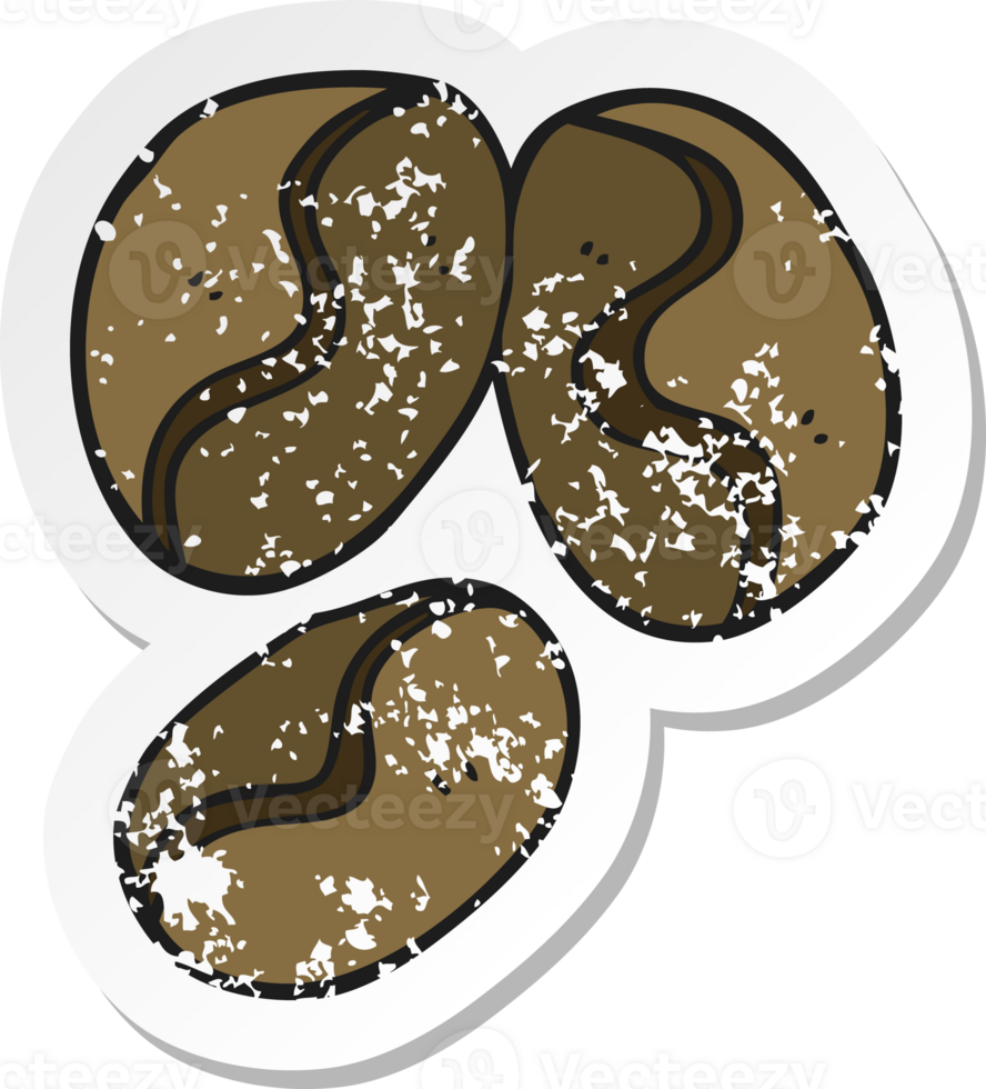 retro distressed sticker of a cartoon coffee beans png