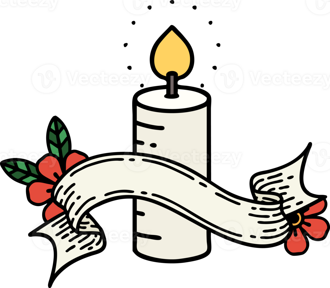 tattoo with banner of a candle png