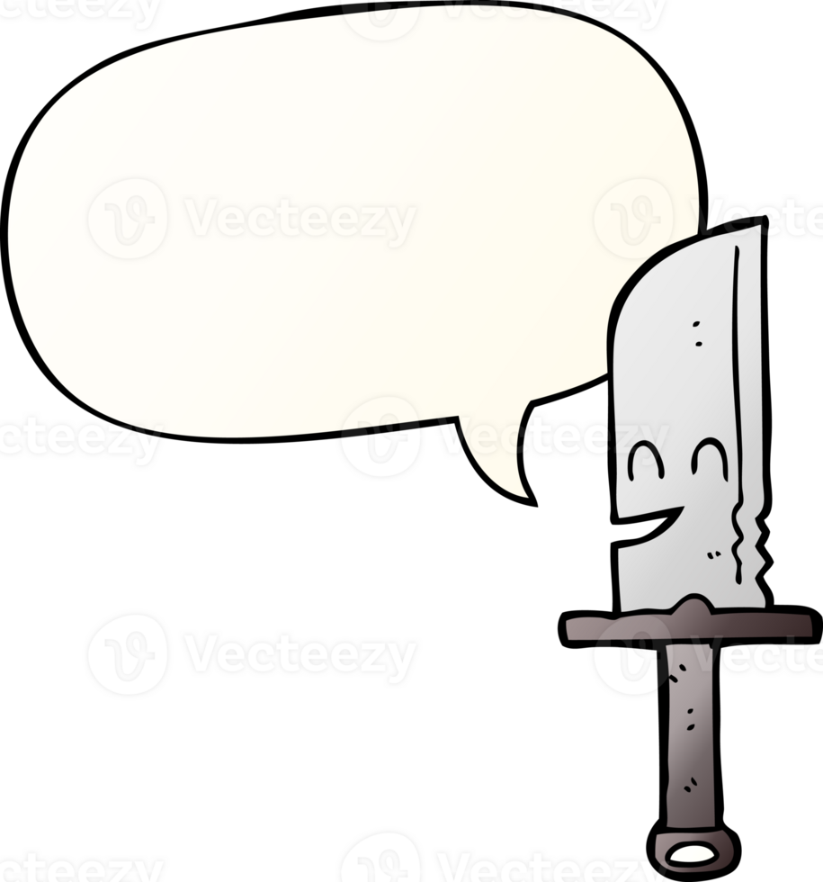 cartoon knife and speech bubble in smooth gradient style png