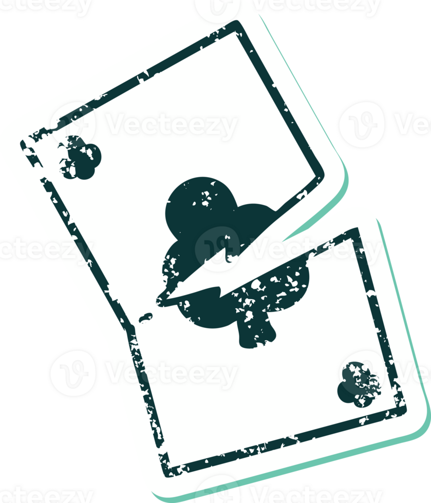 distressed sticker tattoo style icon of a torn card png