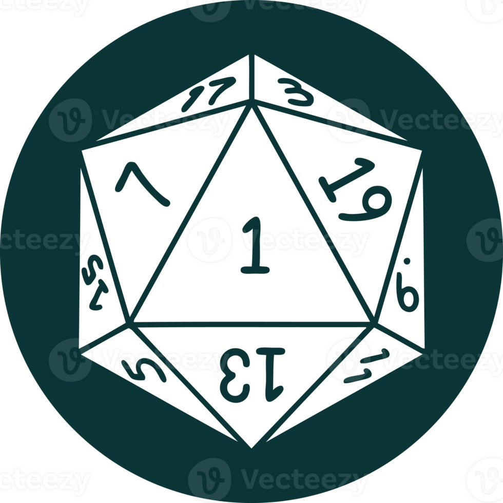 natural 1 D20 dice roll icon png