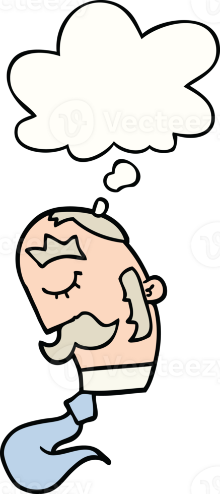 cartoon man with mustache and thought bubble png