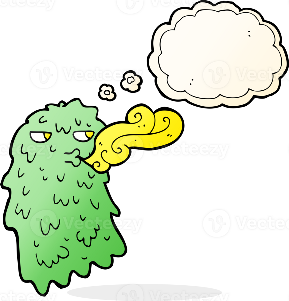cartoon gross ghost with thought bubble png