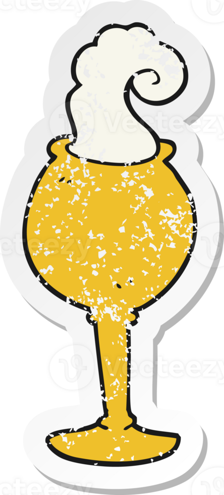 retro distressed sticker of a cartoon magic goblet png