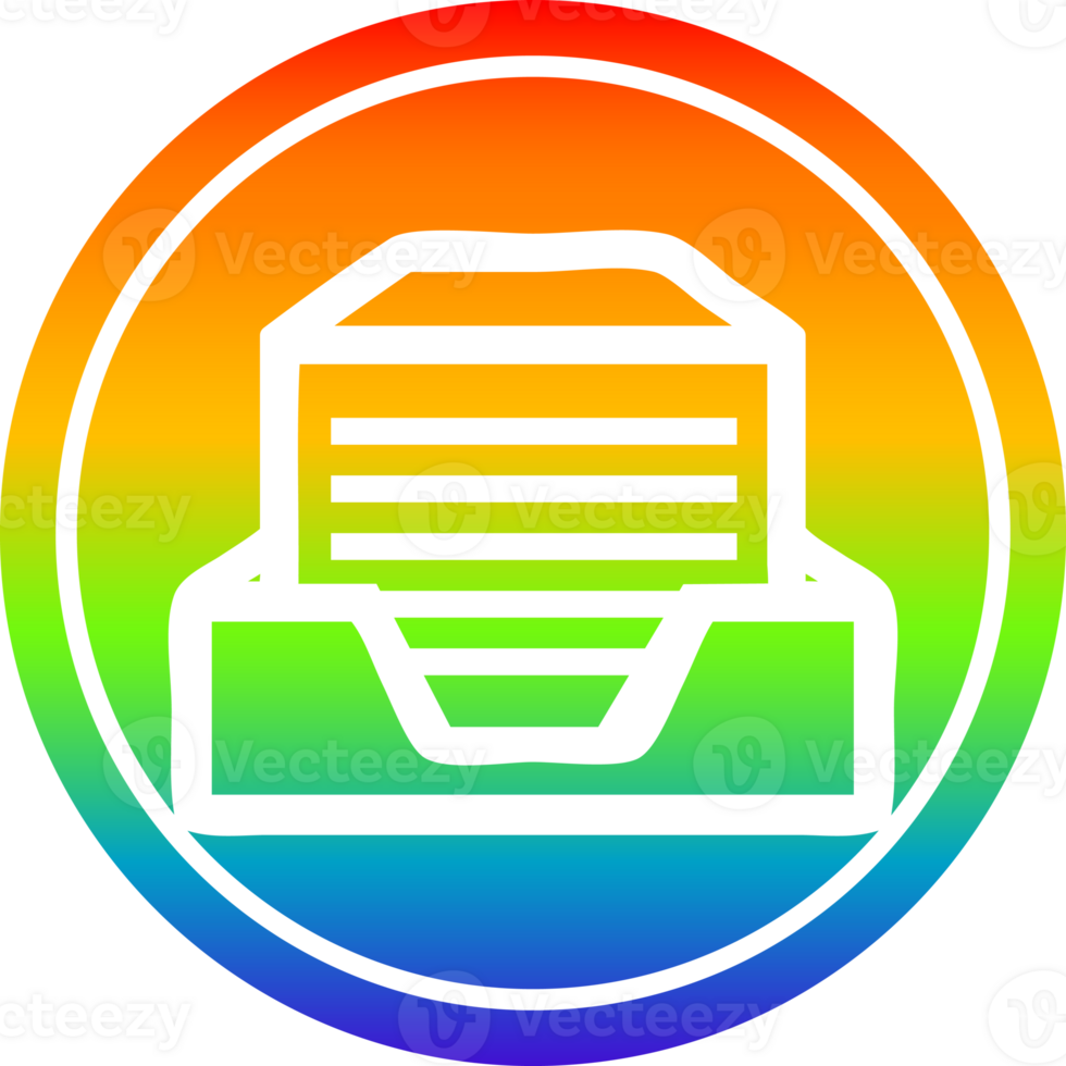 office paper stack circular in rainbow spectrum png