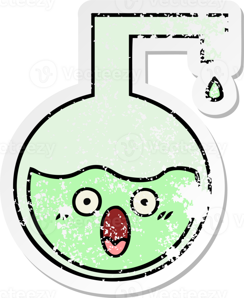 distressed sticker of a cute cartoon science experiment png