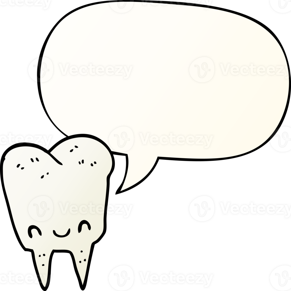 cartoon tooth and speech bubble in smooth gradient style png