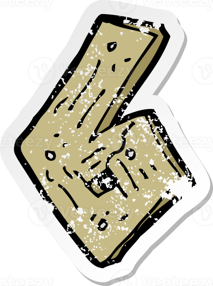 retro distressed sticker of a cartoon wooden number png
