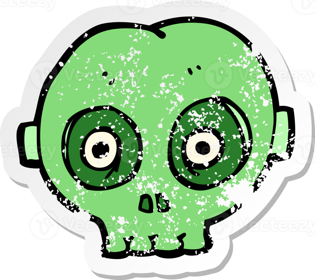 retro distressed sticker of a cartoon halloween skull mask png