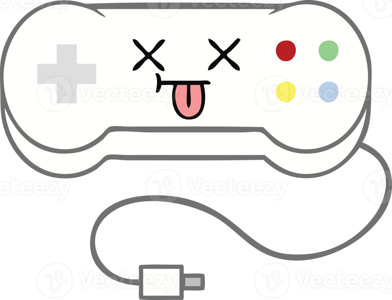 flat color retro cartoon game controller png