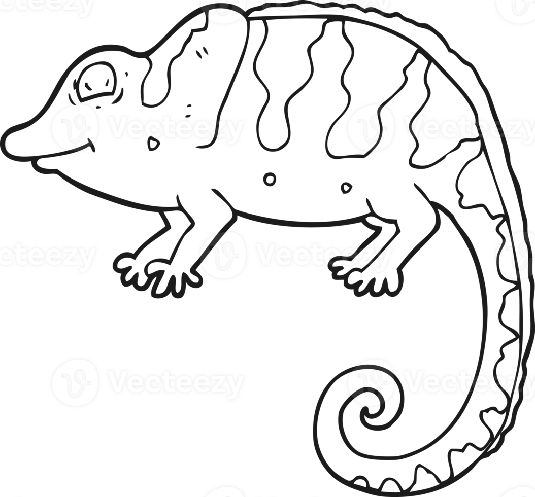 black and white cartoon chameleon png