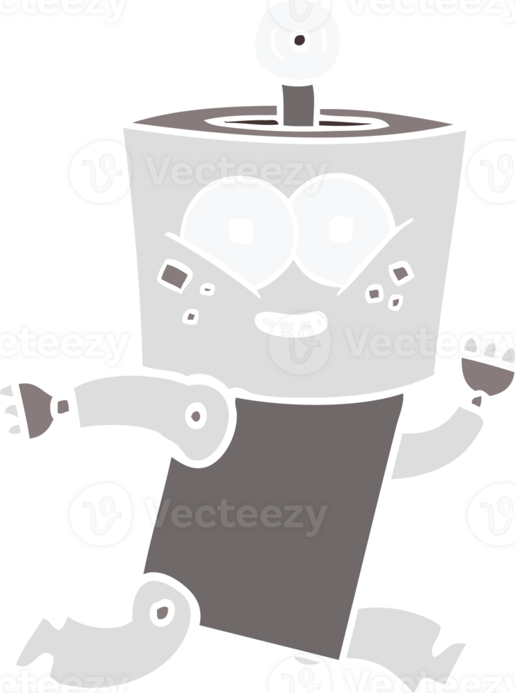 happy flat color style cartoon robot png