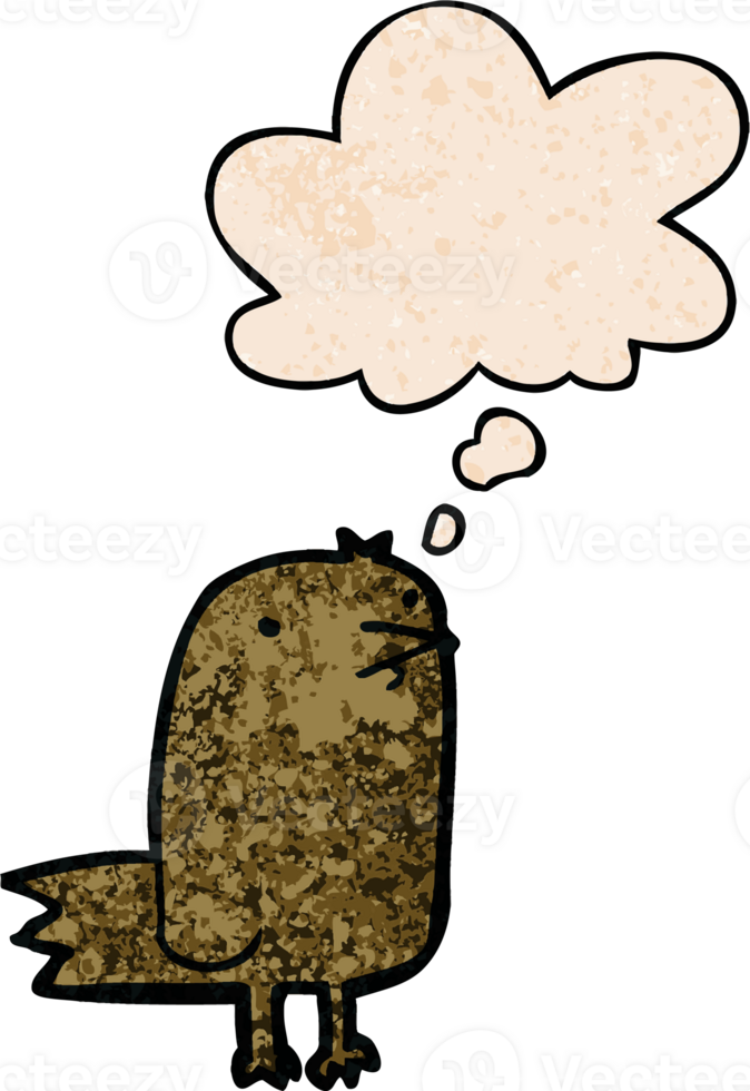 cartoon bird and thought bubble in grunge texture pattern style png