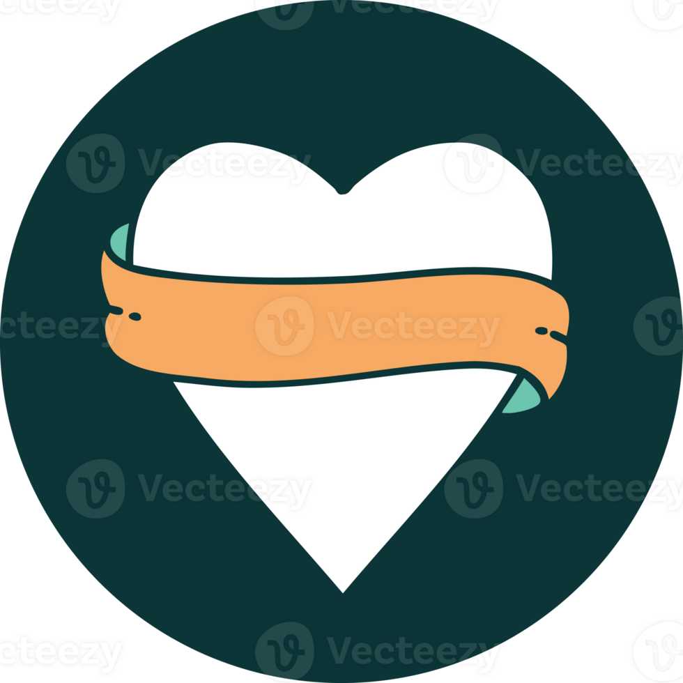 tattoo style icon of a heart and banner png
