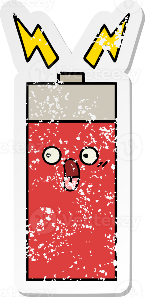 distressed sticker of a cute cartoon battery png