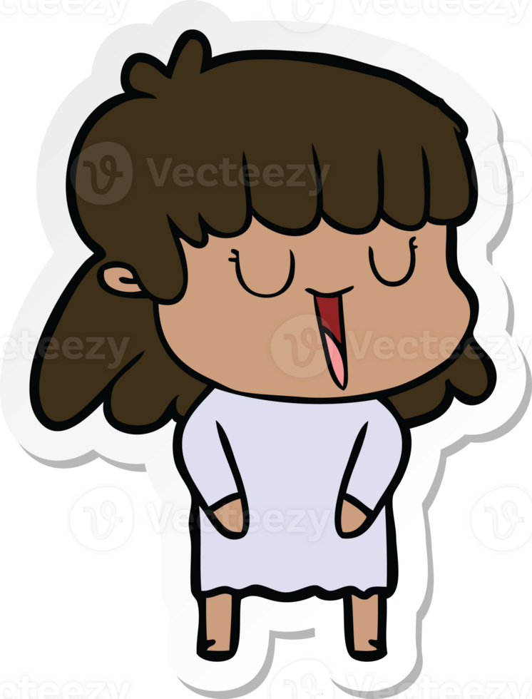 sticker of a cartoon woman laughing png