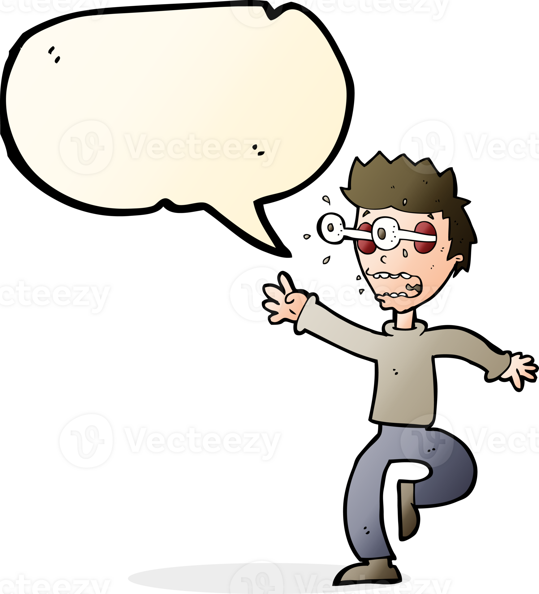 cartoon terrified man with eyes popping out with speech bubble 39929778 PNG