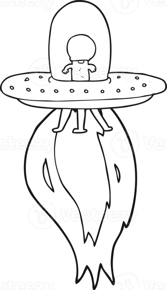 black and white cartoon flying saucer png