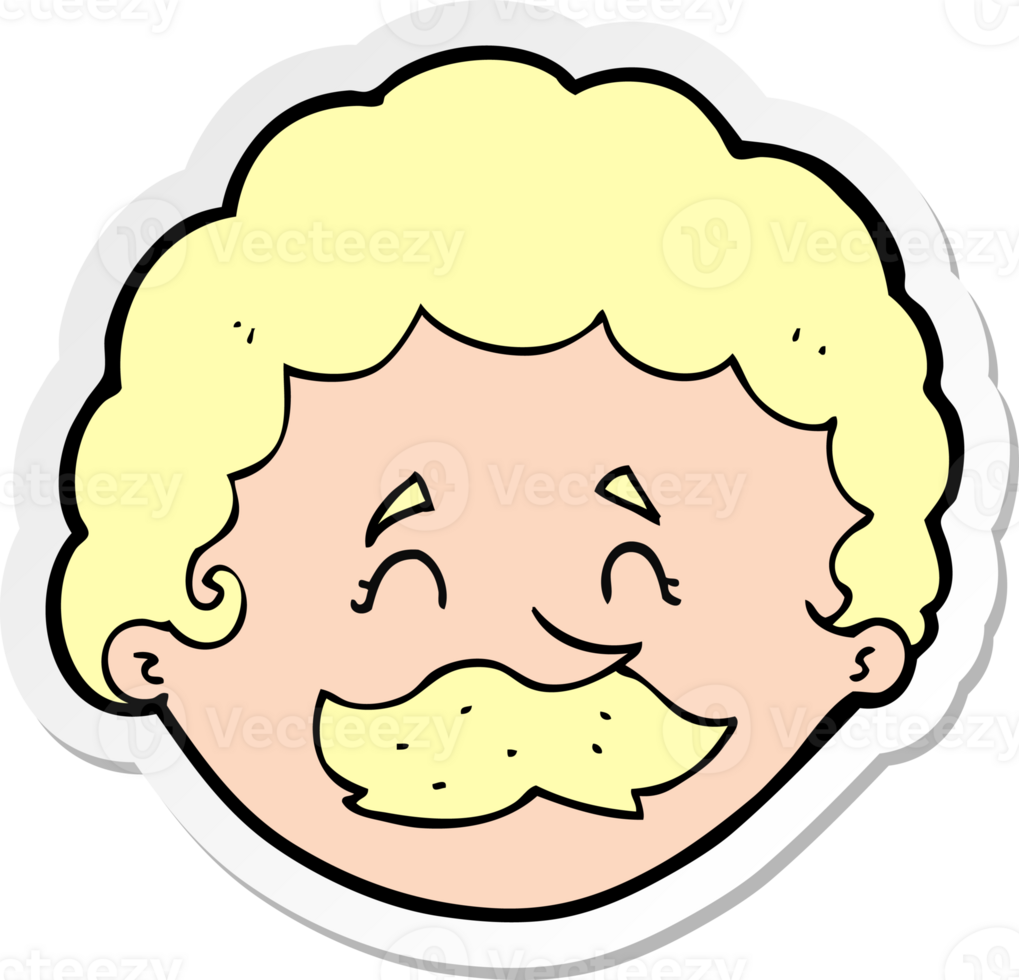 sticker of a cartoon man with mustache png