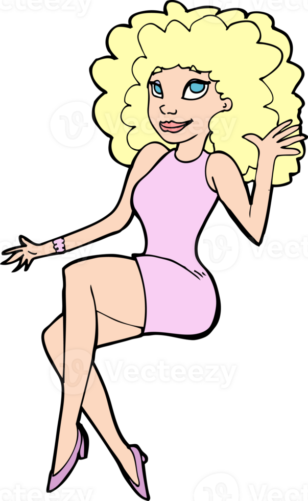 cartoon sitting woman waving png