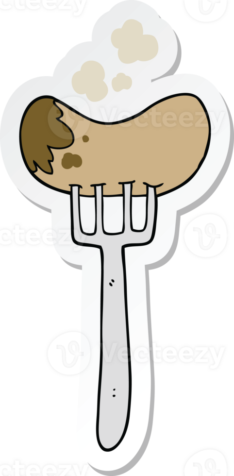 sticker of a cartoon sausage and fork png