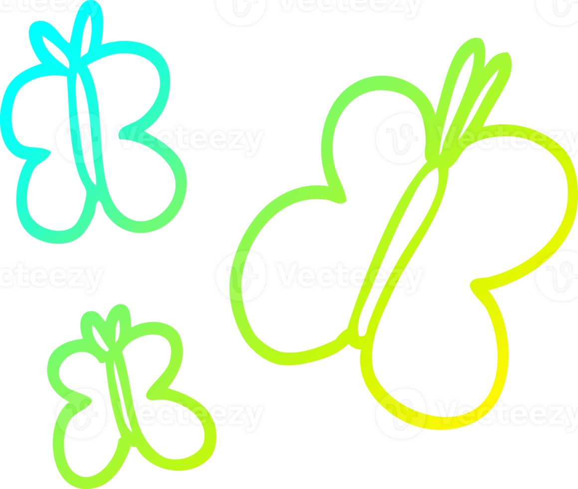 cold gradient line drawing cartoon butterflies png