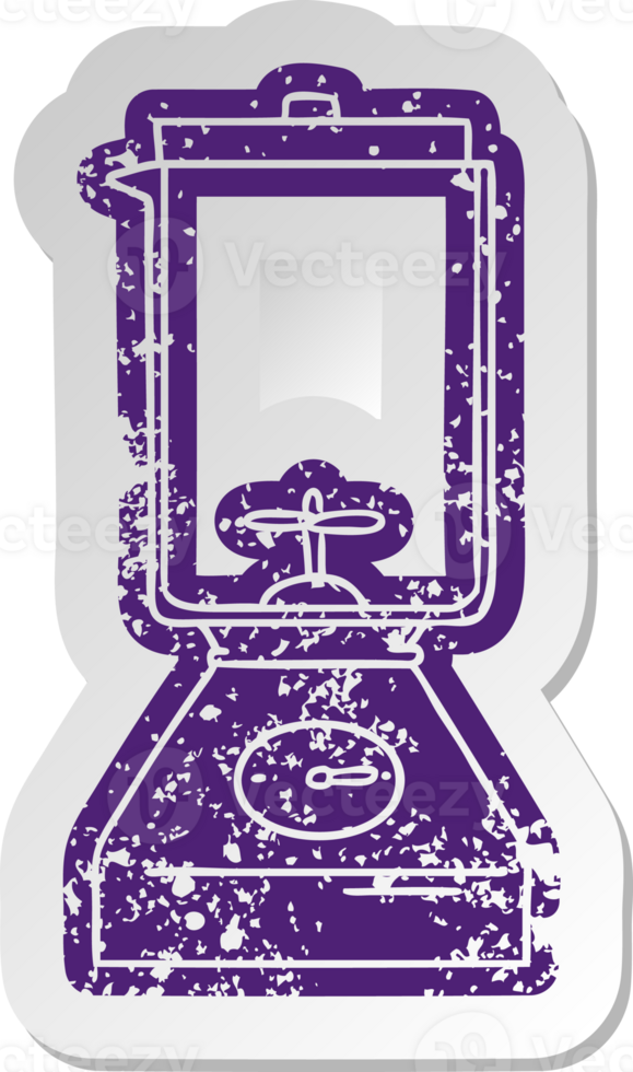 distressed old sticker of a food blender png