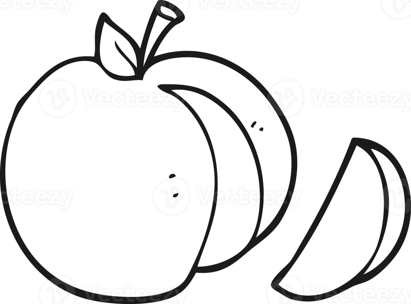 black and white cartoon apple png