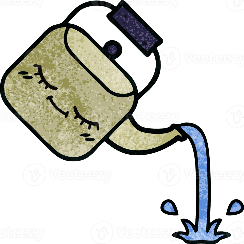 retro grunge texture cartoon pouring kettle png
