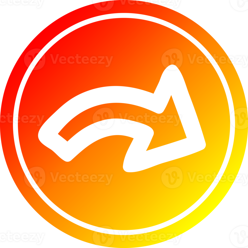 flecha de dirección circular en espectro de gradiente caliente png