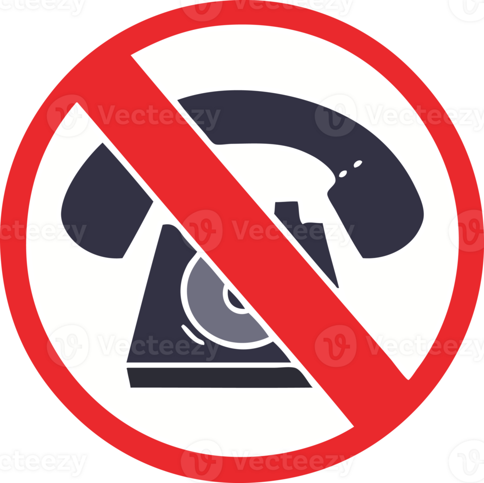 flat color retro cartoon no phones allowed sign png