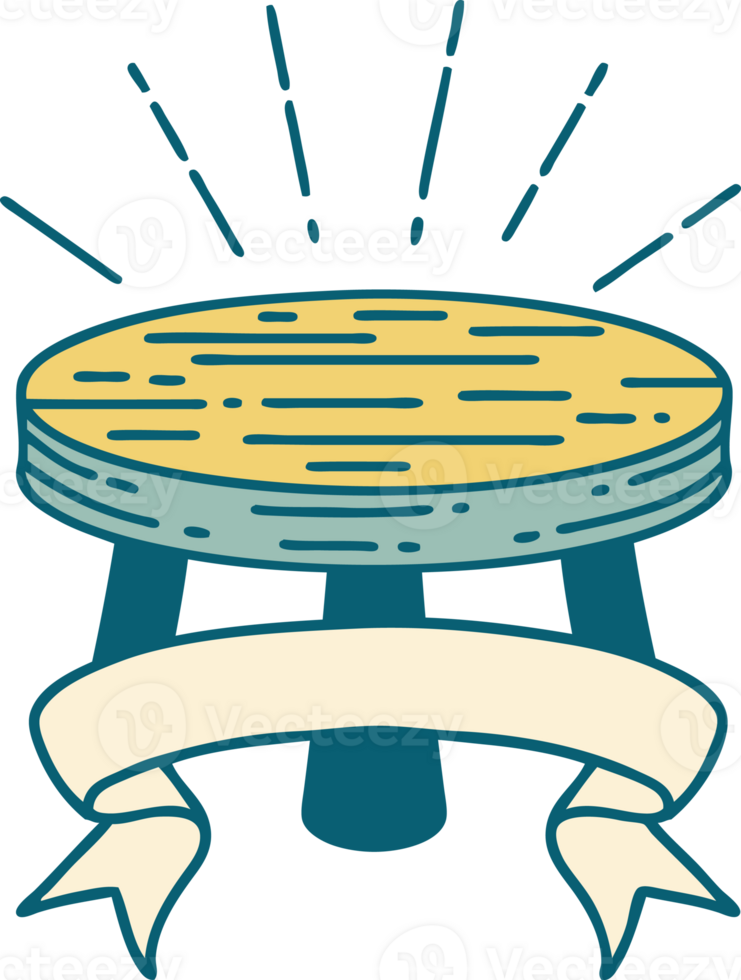 banner with tattoo style wooden stool png