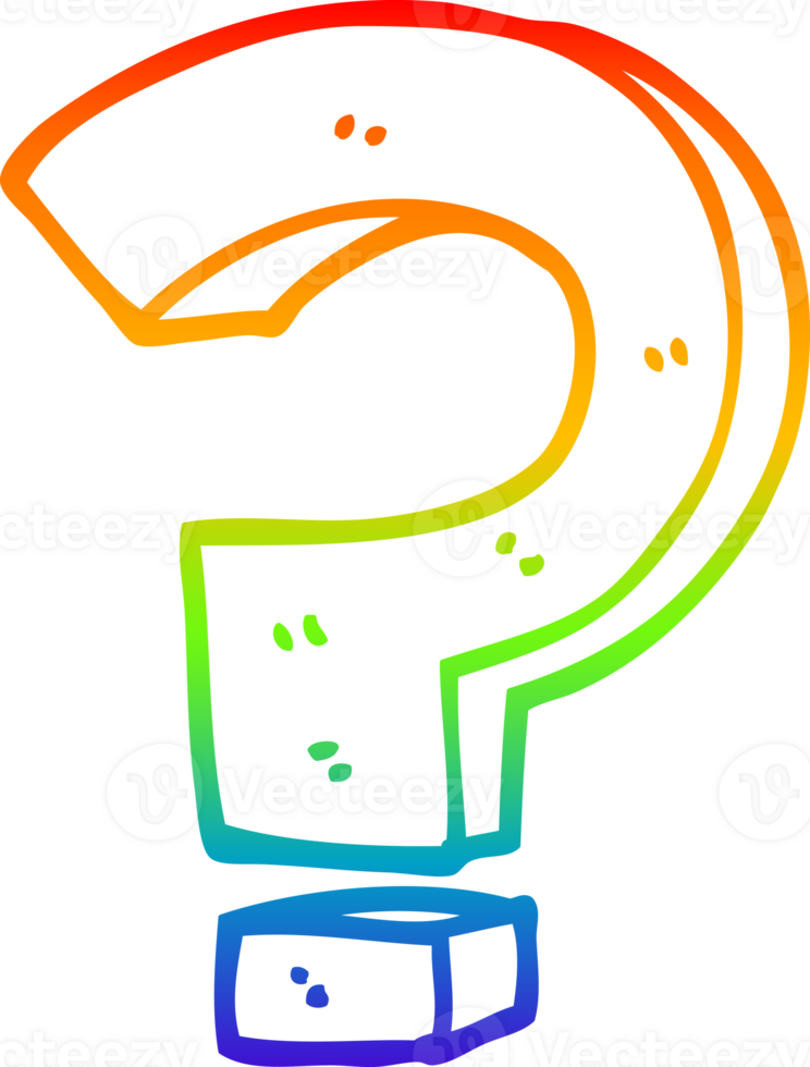 rainbow gradient line drawing cartoon question mark png