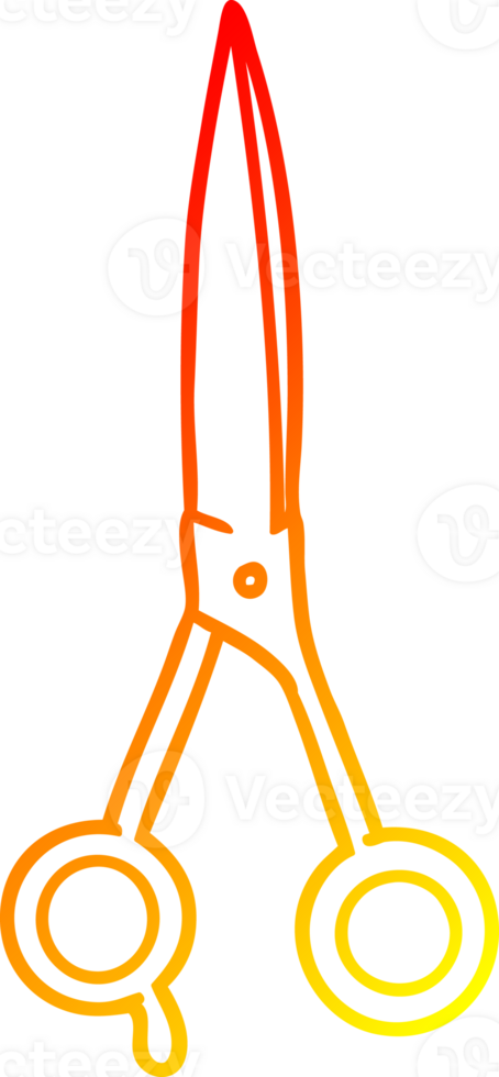 warm gradient line drawing cartoon barber scissors png