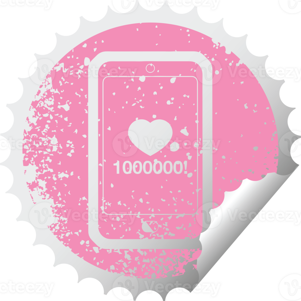 mobile Telefono mostrando 1000000 piace grafico afflitto etichetta png