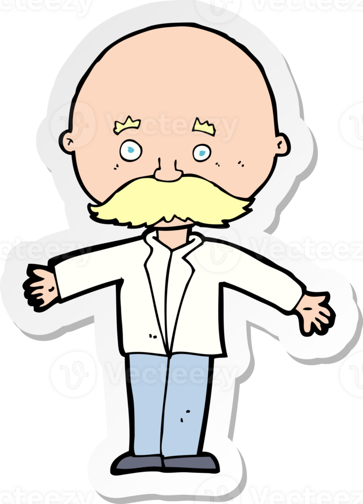 sticker of a cartoon bald man with open arms png