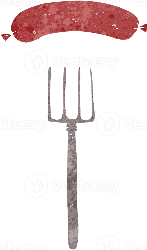 cartoon fork and sausage png