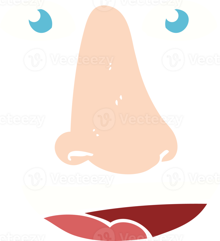 flat color illustration of a cartoon facial features png