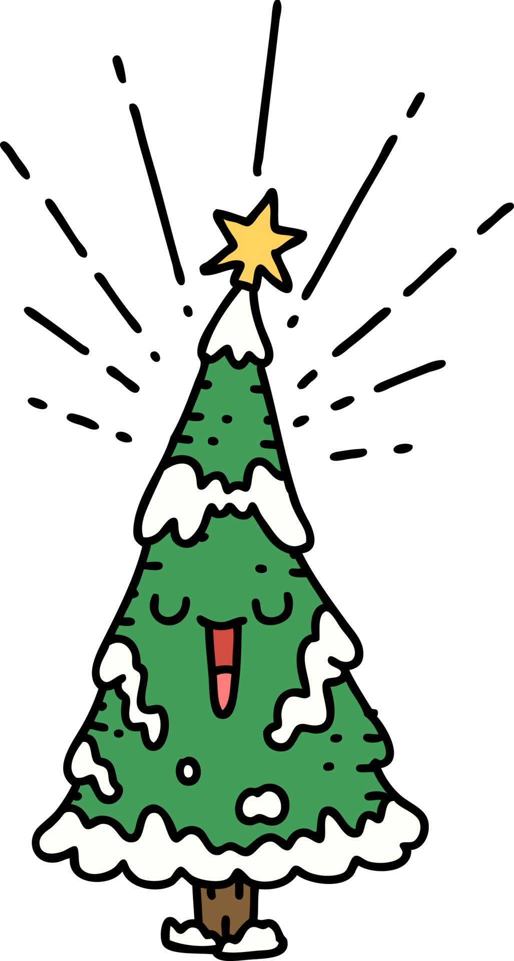 traditional tattoo style happy christmas tree 39930572 PNG