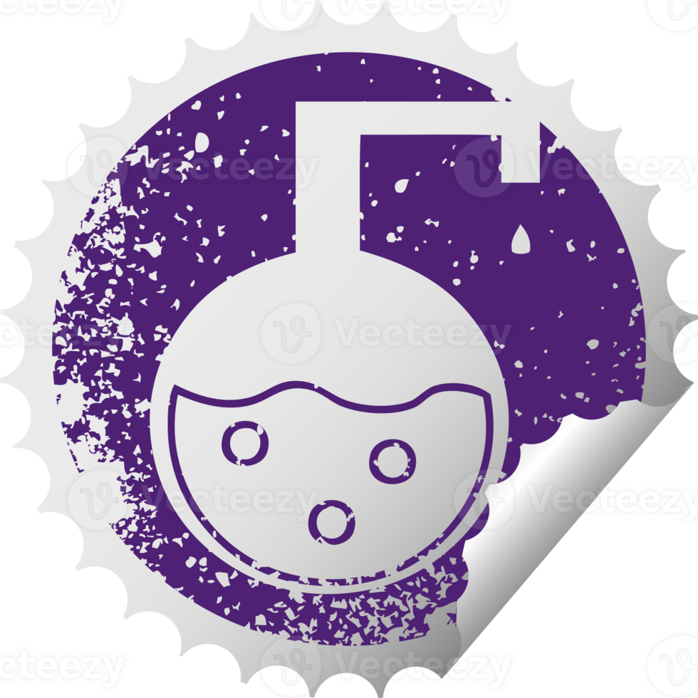 distressed circular peeling sticker symbol science experiment png