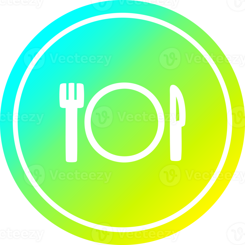 knife fork and plate circular in cold gradient spectrum png