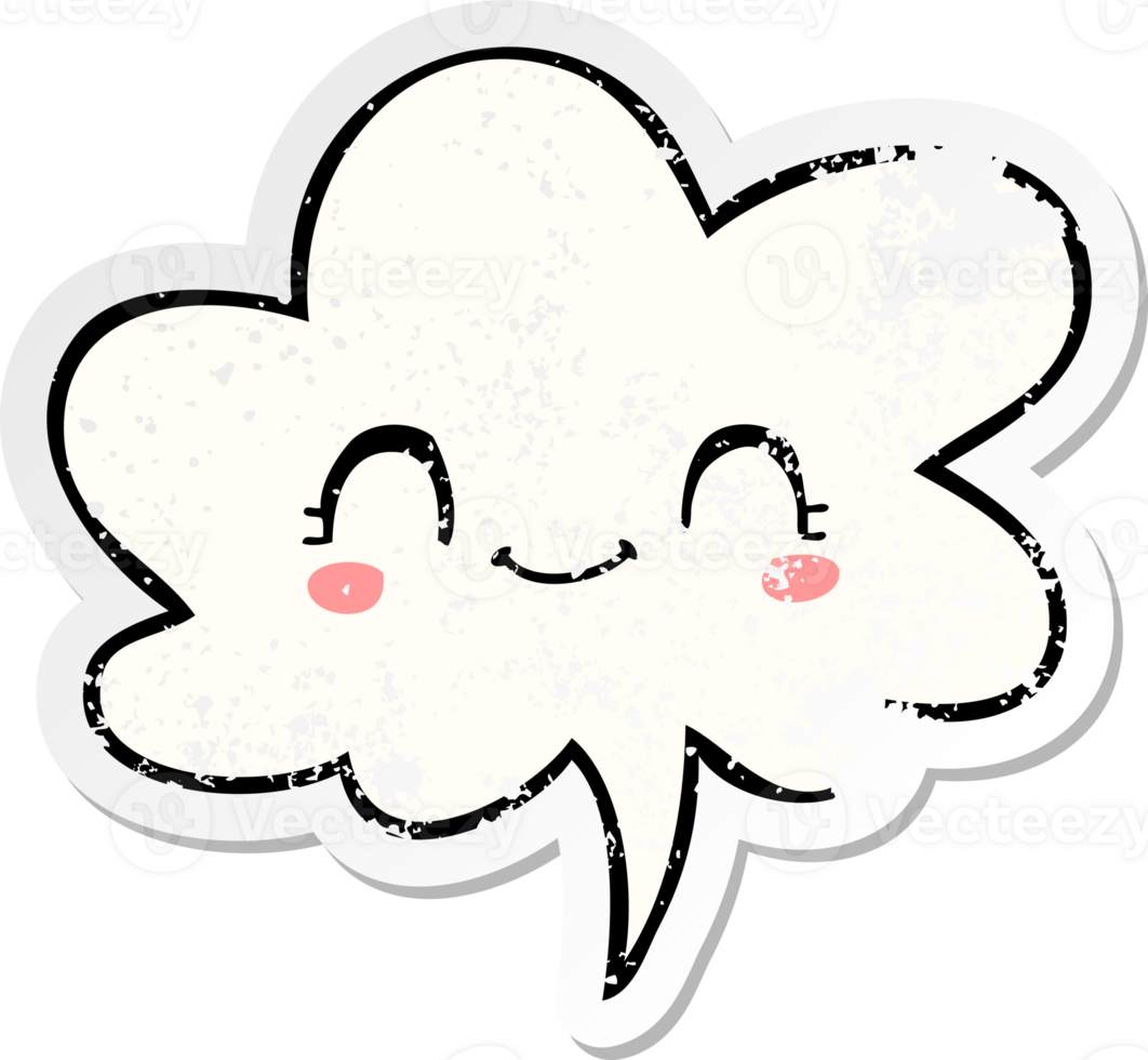 cute cartoon face and speech bubble distressed sticker png