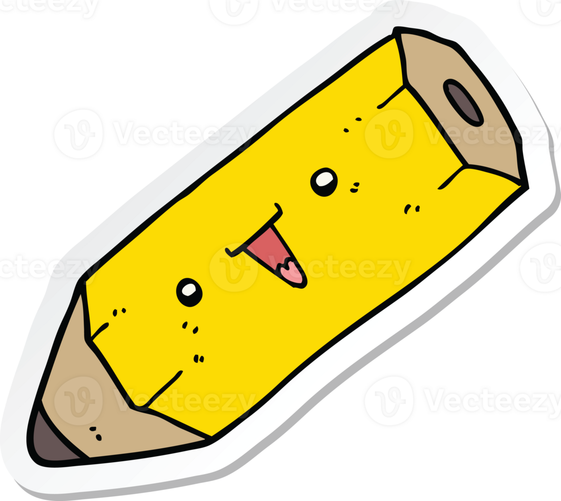 sticker of a cute cartoon pencil png