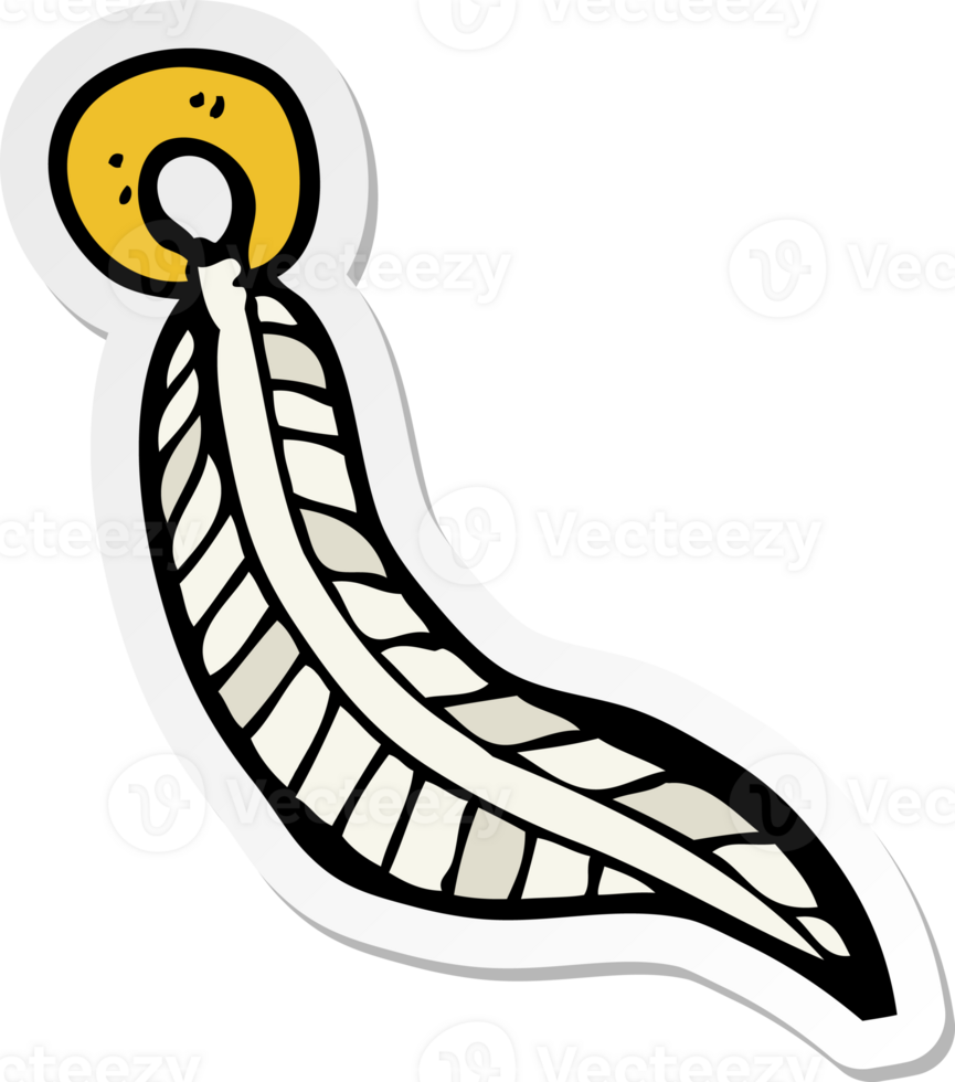 sticker of a cartoon feather keyring png