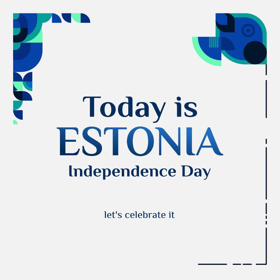 contento Estonia independencia día bandera en moderno geométrico estilo. cuadrado bandera para social medios de comunicación y más con tipografía. vector ilustración para nacional fiesta celebracion fiesta.